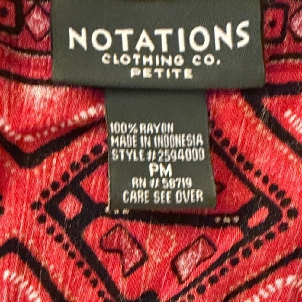 Notations Petite PM Blouse Red Orange Safari Giraffe Zebra Rayon Short Sleeve - Picture 2 of 9